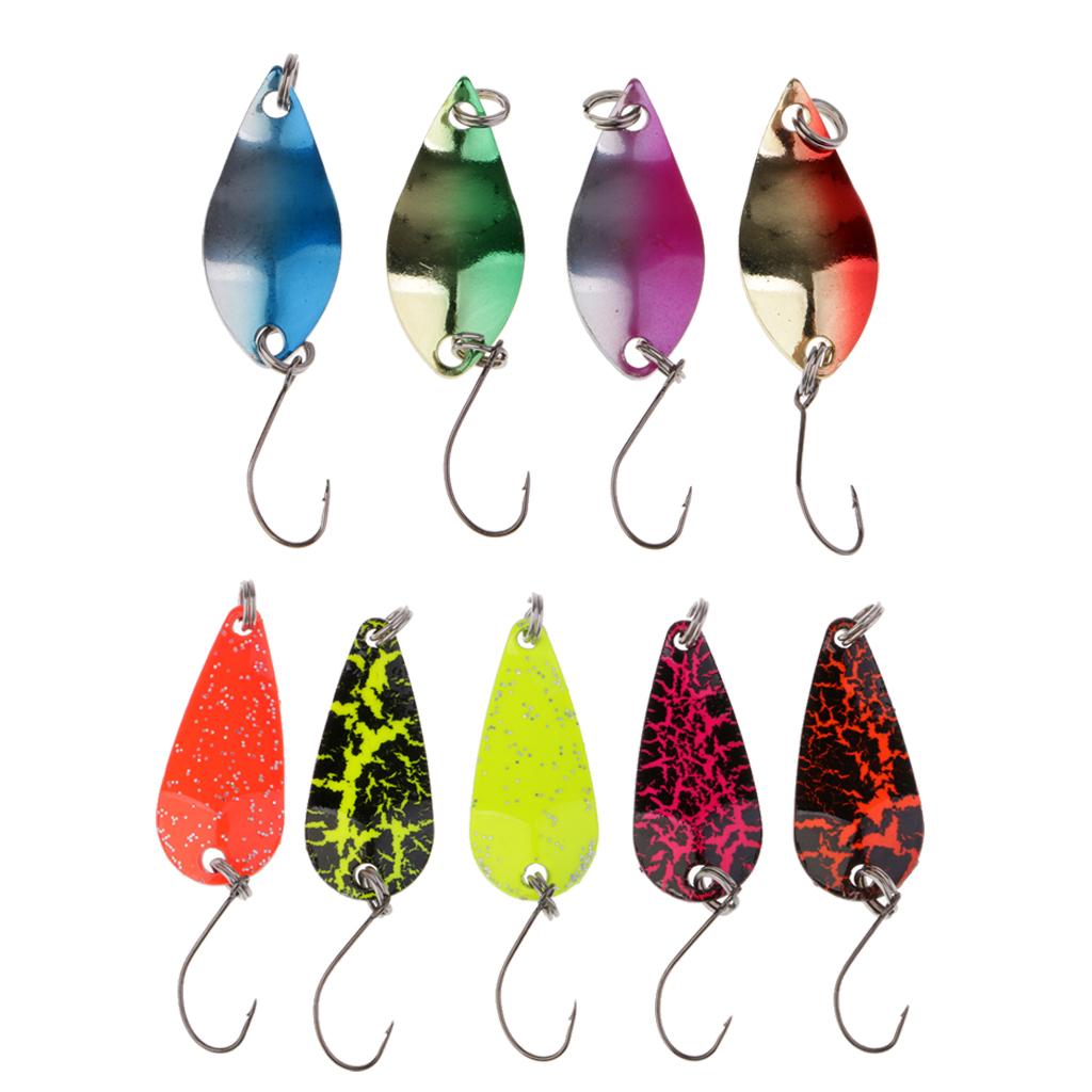 9pcs Metal Spinner Spoon Life-like Hard Baits Fishing Lure Multi Color Hooks