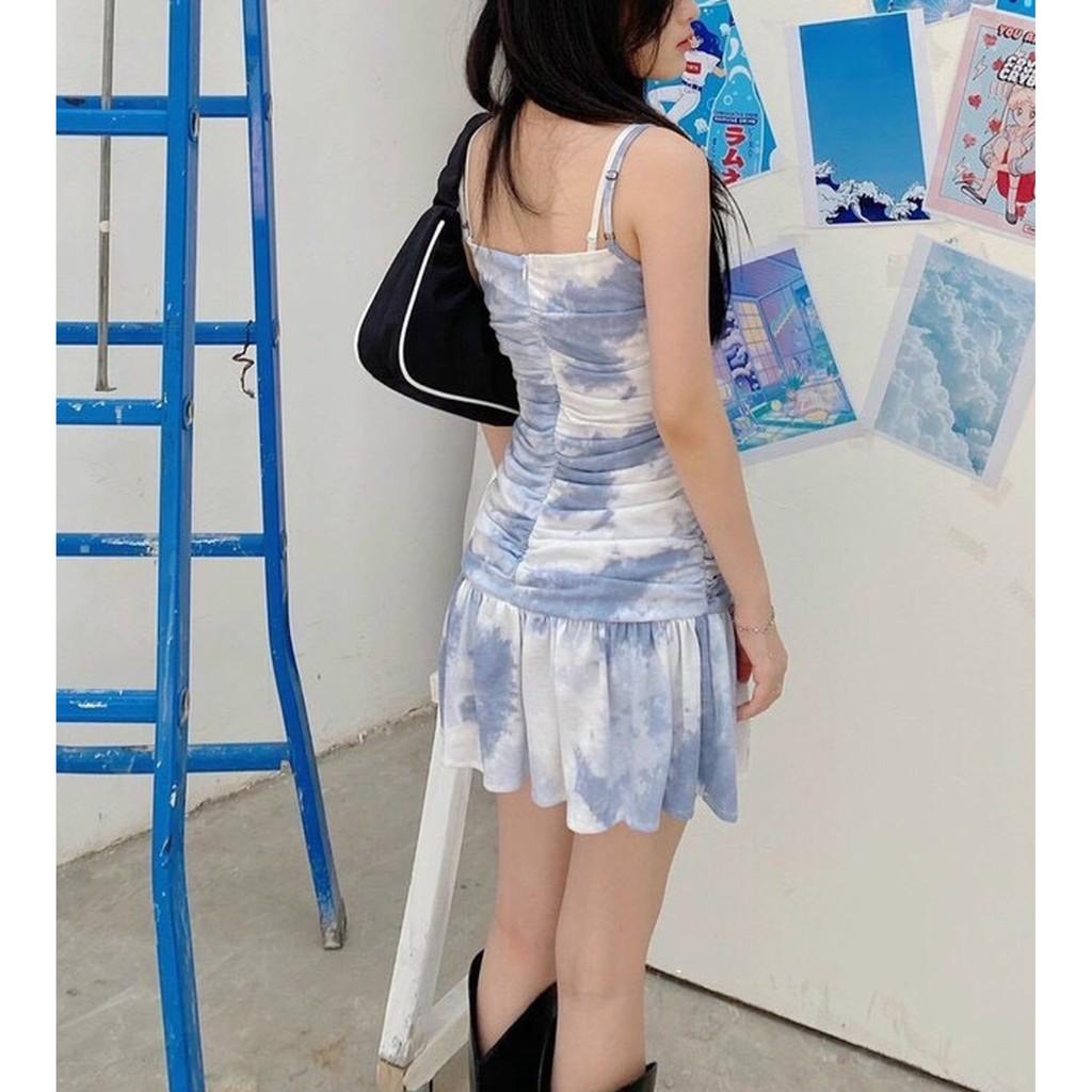 ĐẦM 2D LOANG NHÚN RÚT XANH TRẮNG - DA2327