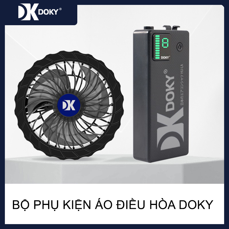 Bộ Phụ Kiện Áo Điều Hòa ZASKY Nhật Bản Cao Cấp, Dành Cho Người Lao Động Ngoài Trời Nắng Nóng, Quạt 12V Không Chổi Than, PIN 40.000mAh, BH 12 Tháng