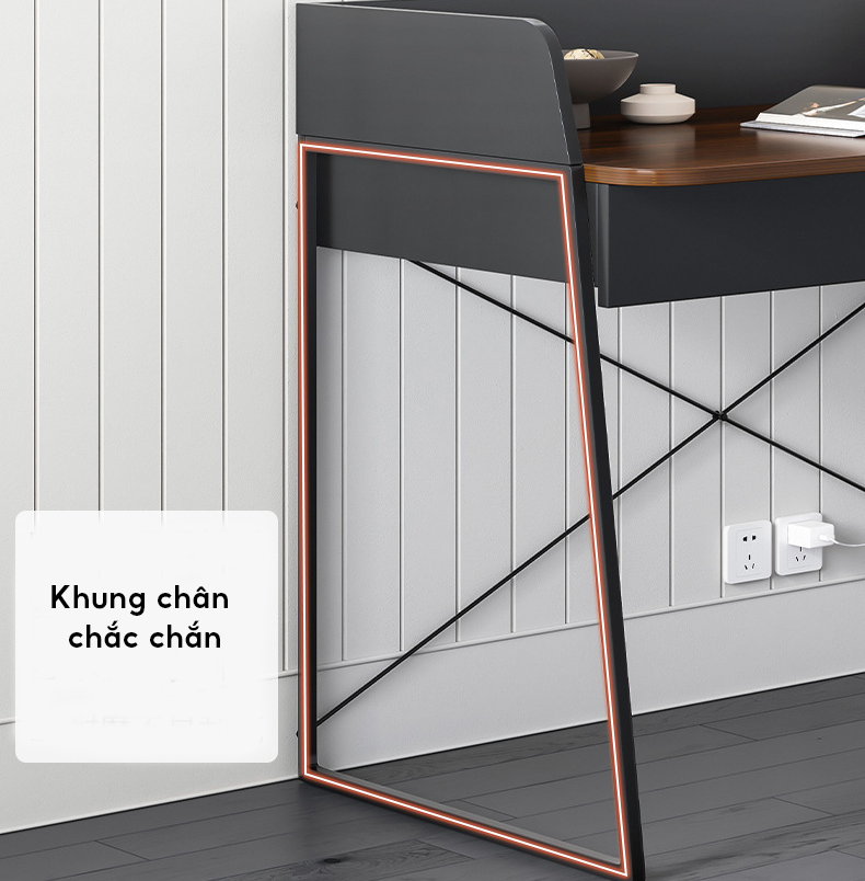 Bàn làm việc thiết kế khung sau chữ X hiện đại sang trọng, bàn học phong cách tối giản tinh tế