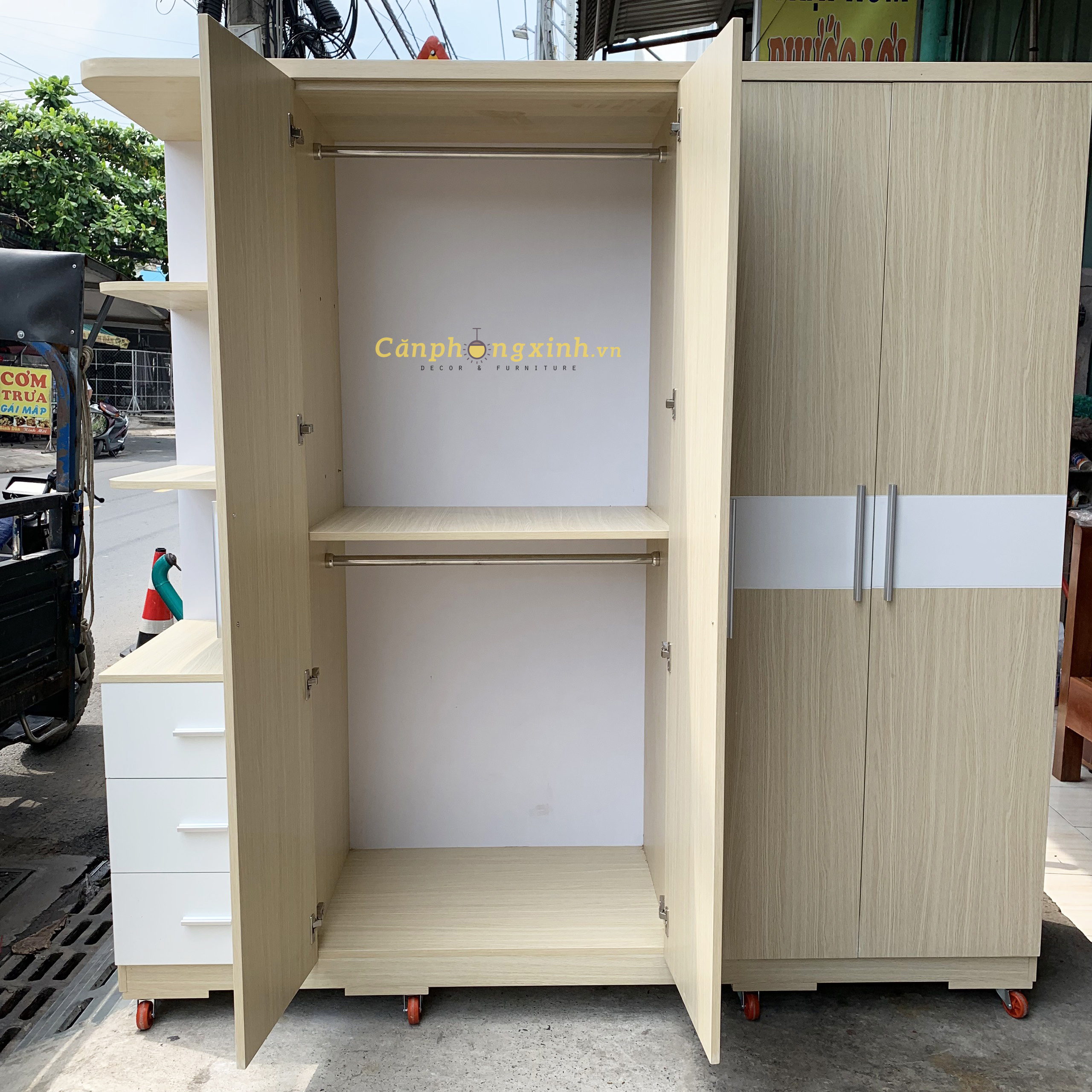 Tủ áo 4 cánh có kệ gỗ MDF CPX-T14