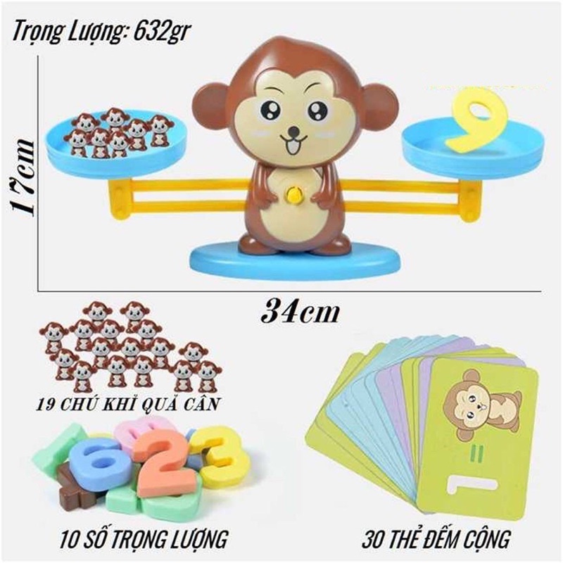 Đồ chơi khỉ cân bằng toán học giúp bé học toán dễ dàng