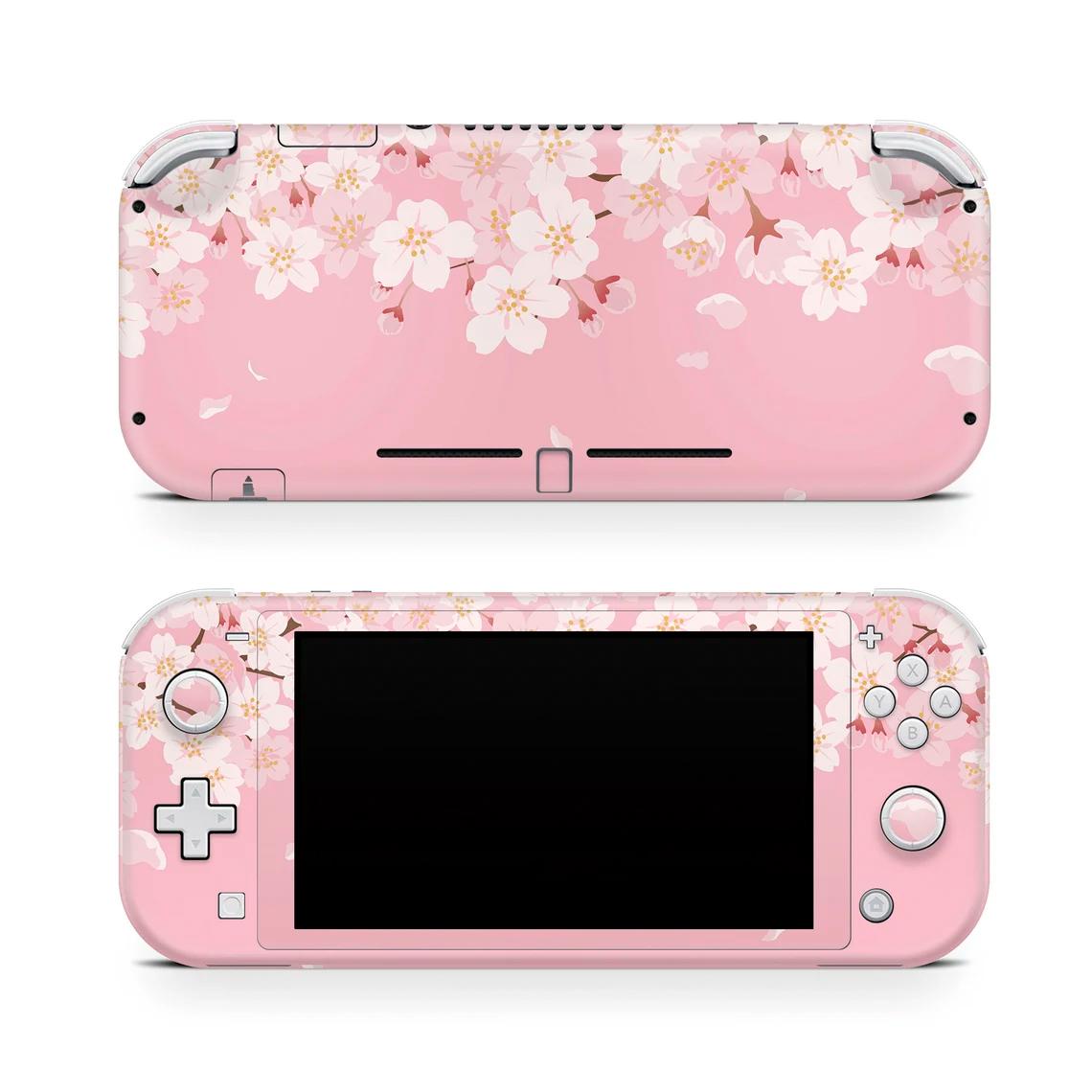 Skin decal dán Nintendo Switch Lite mẫu pink sakura (dễ dán, đã cắt sẵn)