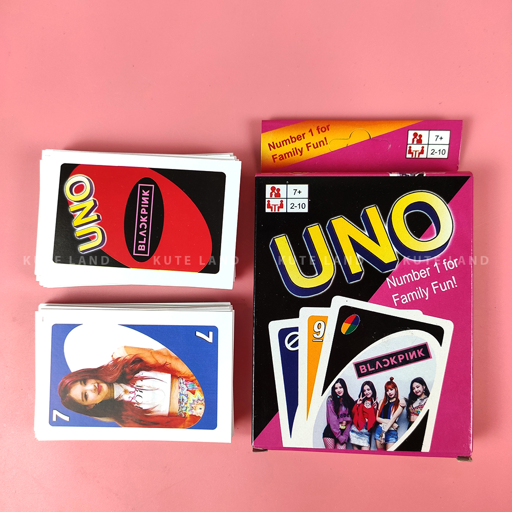 Bài Uno Black Pink Hồng 108 lá giấy cứng Ivory cao cấp đồ chơi trẻ em thẻ bài Board Game