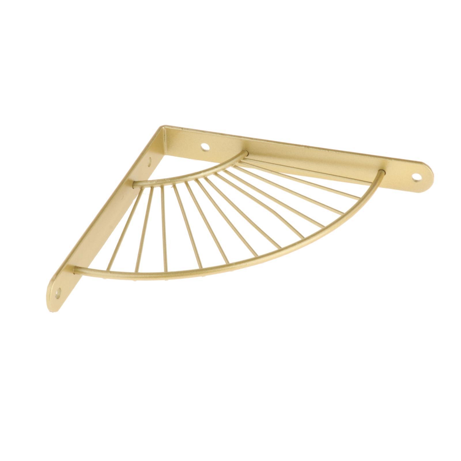 2X Shelf Bracket Decorative Fan-Shaped with Screws Home Bookshelf Golden 20cm