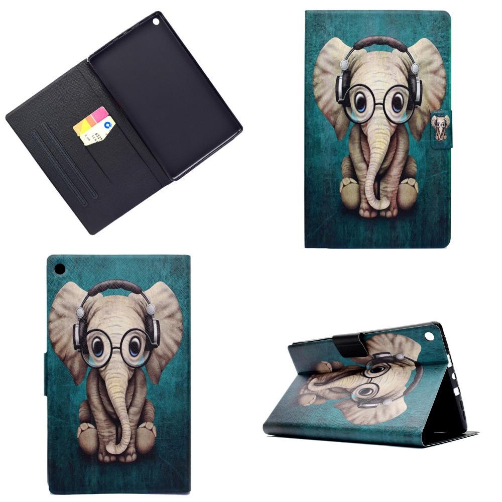 Lật Bao Da Máy Tính Bảng Nắp Gập Nam Châm + Miếng Dán + Bút Cho Amazon Kindle Fire Hd 8 2018 2017 2016