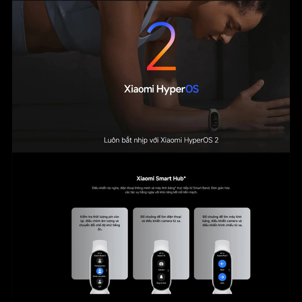Vòng đeo tay thông minh Xiaomi Mi Band 10 - Màn hình Amoled 1.72" - Bluetooth 5.4 - Kháng nước 5ATM - Hàng chính hãng