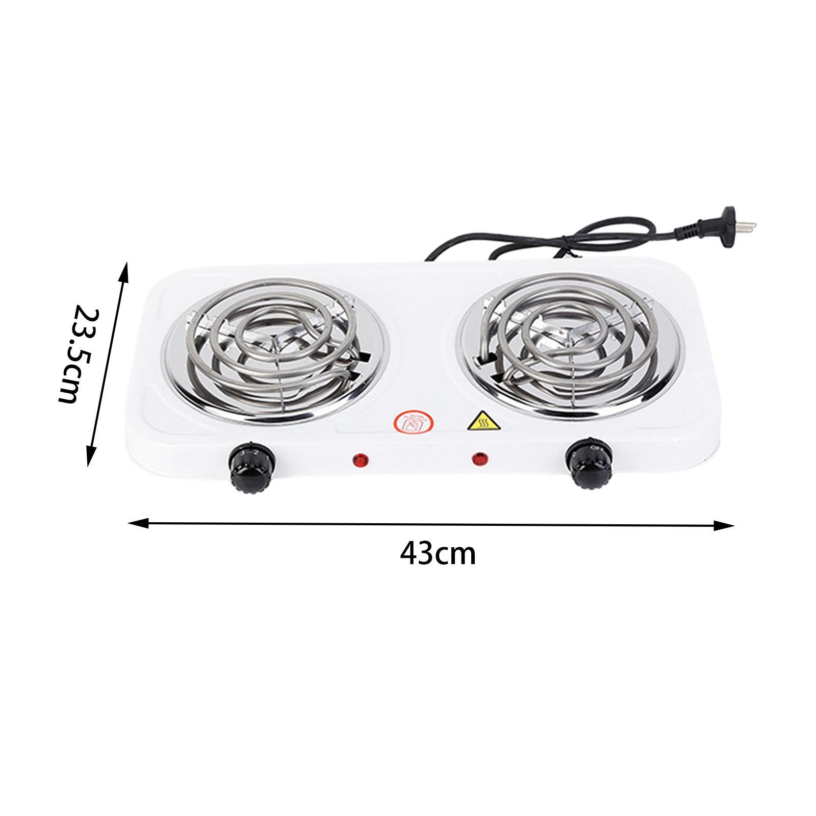 Electric Double Coil Burner Home Outdoor with Power Indicator Lights Compact