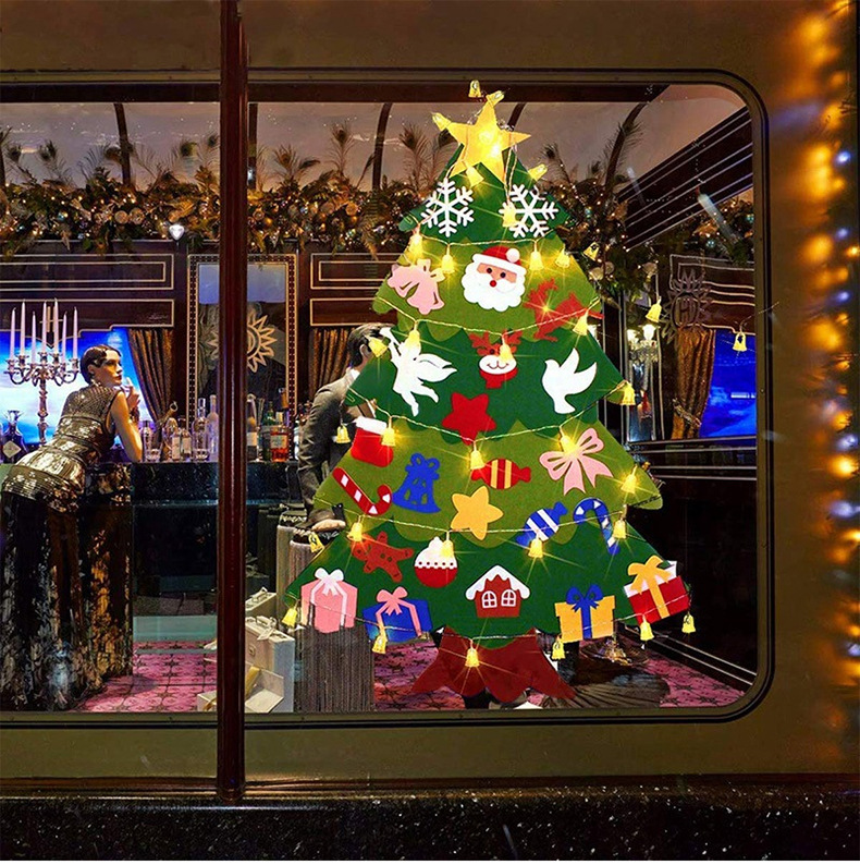 Cây Thông Noel Dán Tường Bằng Vải Dạ, Cây Thông Noel Treo Tường Trang Trí Giáng Sinh