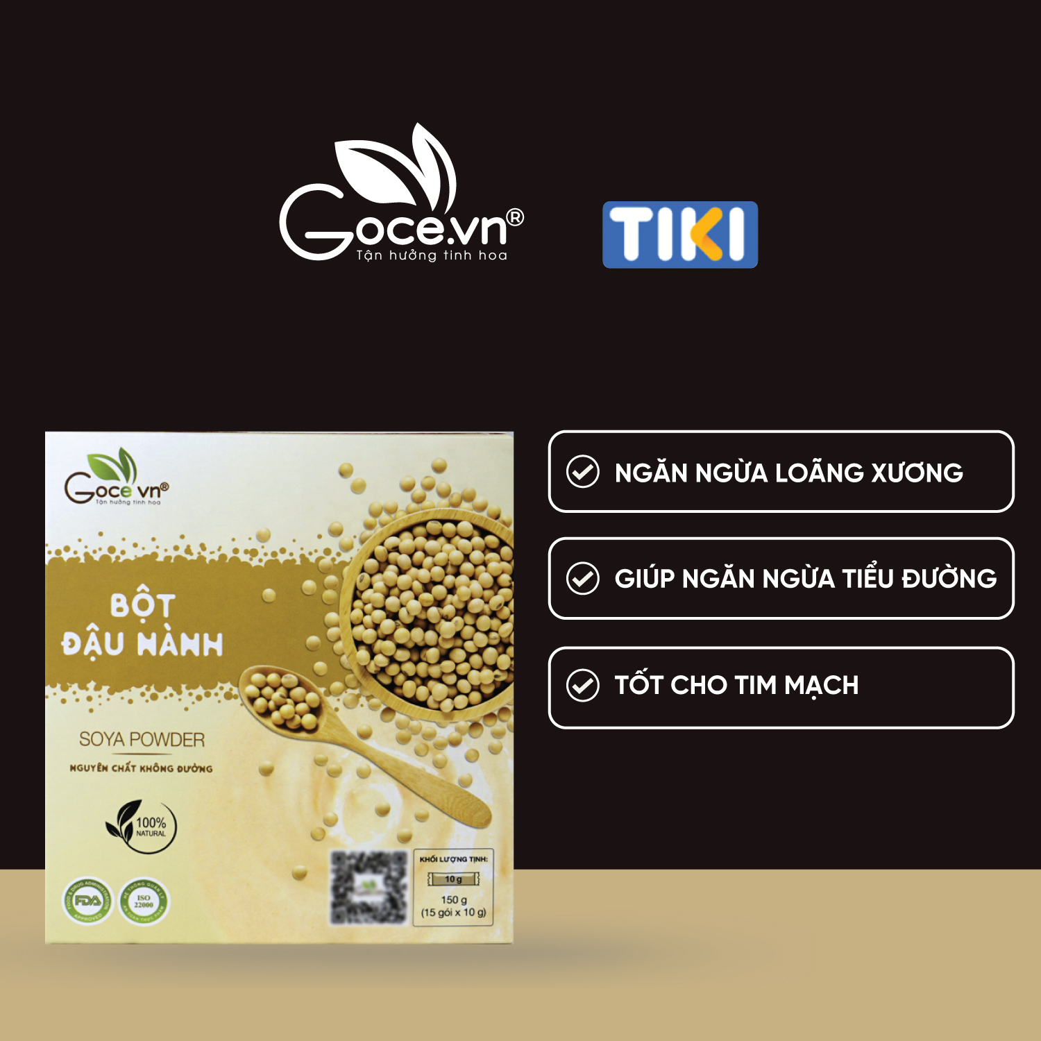 Bột đậu nành nguyên chất Goce – 150g ST
