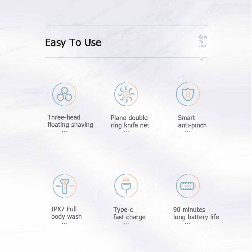 Máy Cạo Râu Xiaomi Youpin ShowSee F1-BK Đầu Cắt 3D Sử Dụng Khô Và Ướt Cho Nam