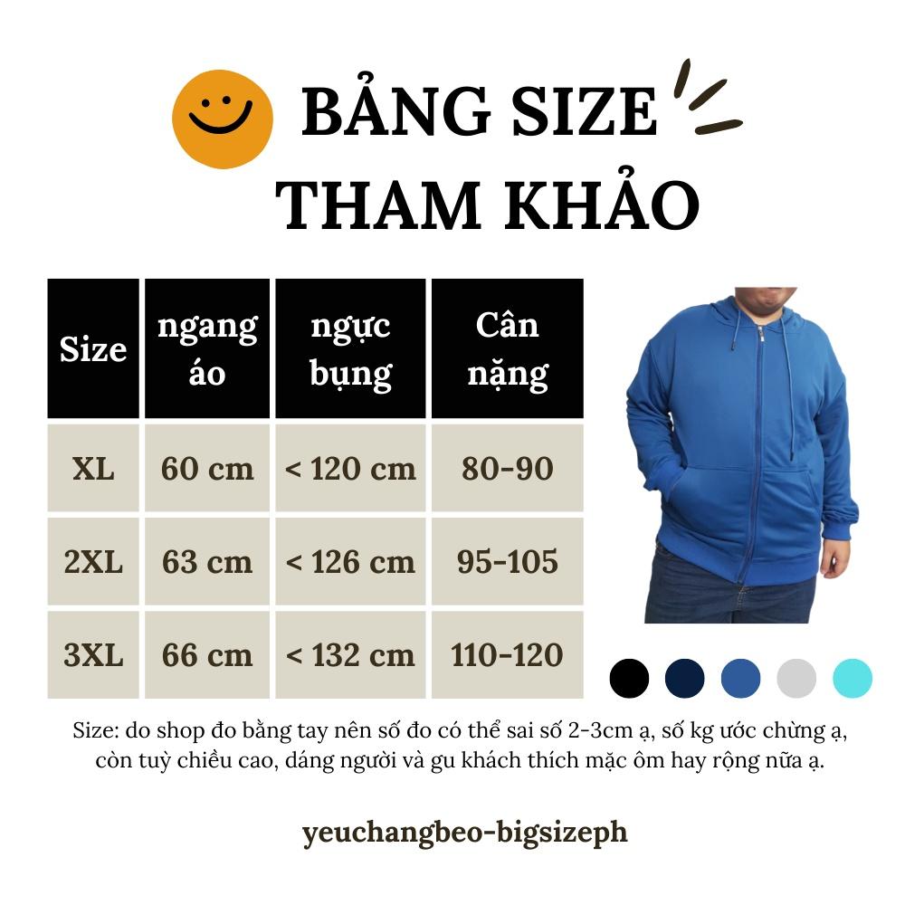 Áo khoác Bigsize 80kg - 125kg | Áo khoác hoodie ngoại cỡ | A197