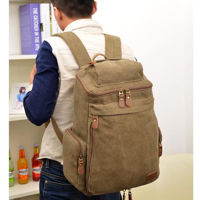 Balo canvas phối da ba lô du lịch phượt dã ngoại, balo sinh viên 205876