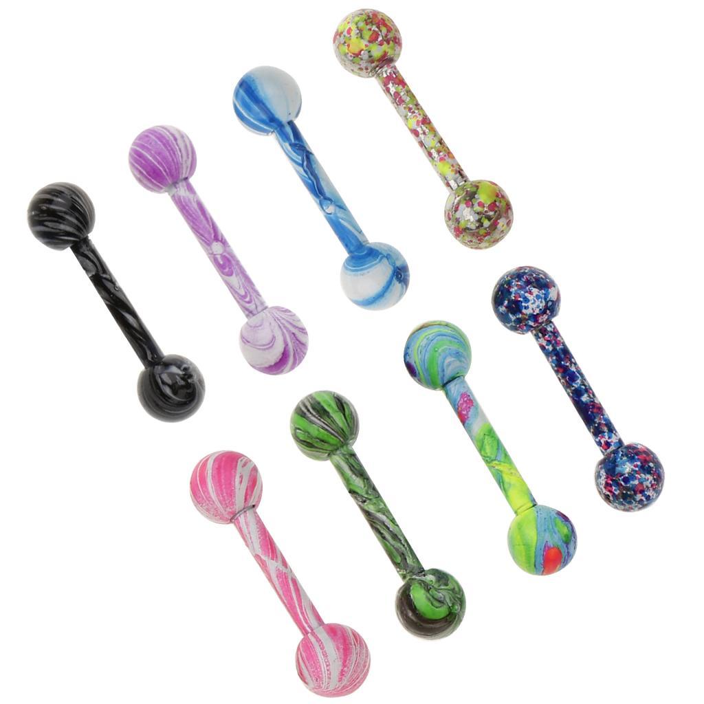 8 Pieces Stainless Steel Lip Bars Rings Barbell Piercing Jewelry 16G