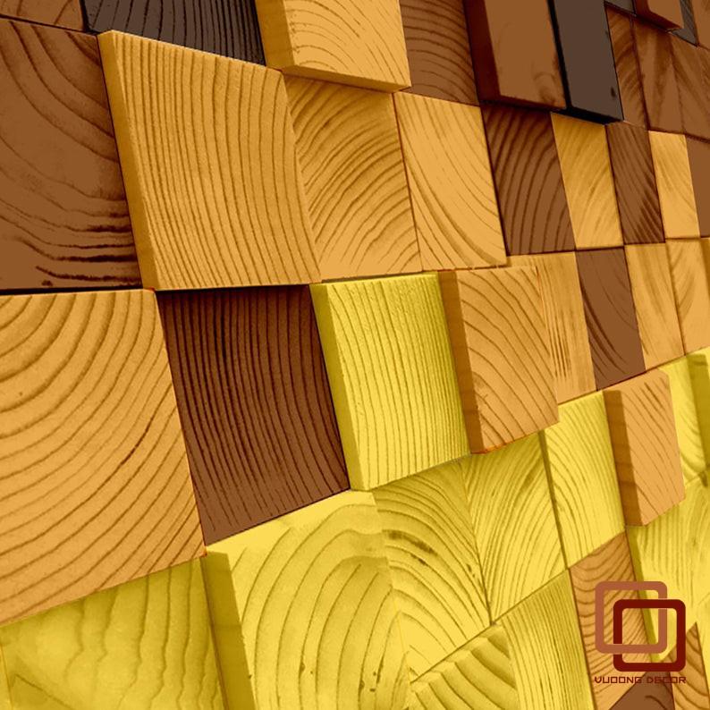 Tranh gỗ trang trí 3D VÀNG ĐẤT (Wood mosaic) - KÍCH THƯỚC 30x80cm
