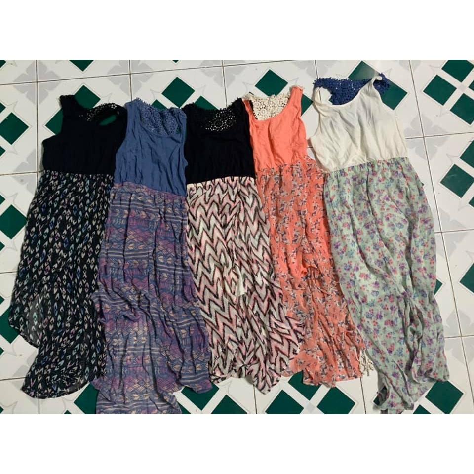 Đầm maxi vạt chéo bé gái xuất dư - nhiều màu