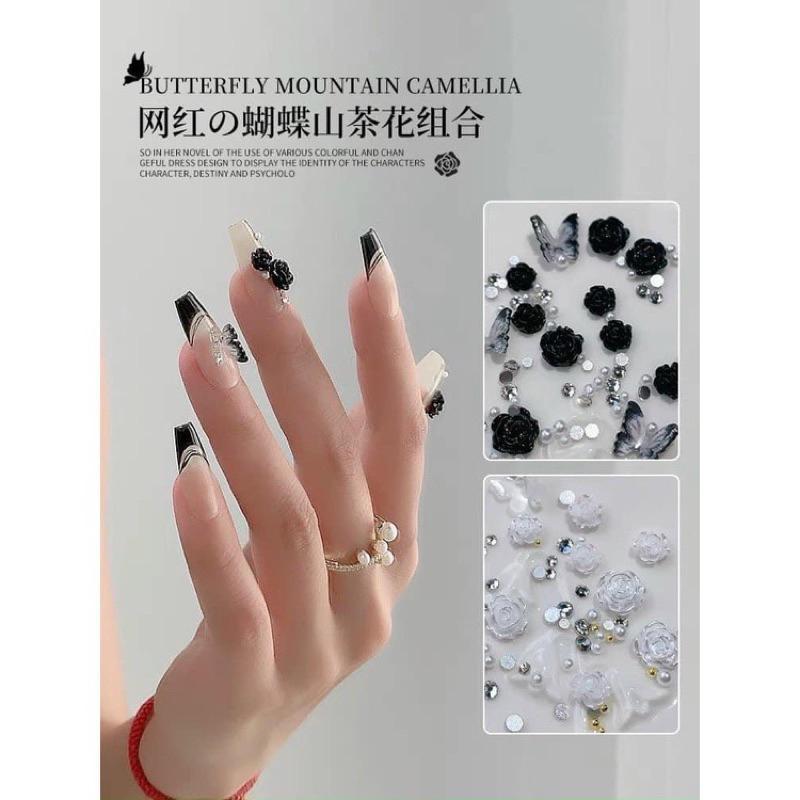 Sét Charm Hoa Hồng Làm Nail, 3D Cánh Bướm Huyền Bí Bằng Hợp Kim Cao Cấp, 5 Mẫu Độc Đáo Quyến Rũ Cho Nàng Thêm Xinh Nữ