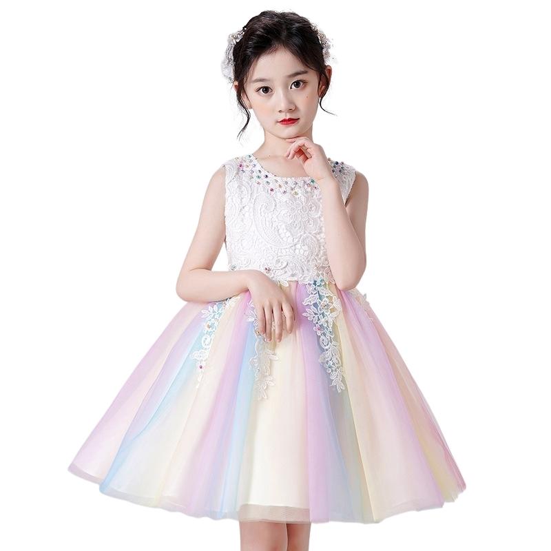 Váy đầm bé gái dễ thương, váy lưới bồng bềnh dự tiệc cho bé từ 6-12 tuổi màu cầu vồng