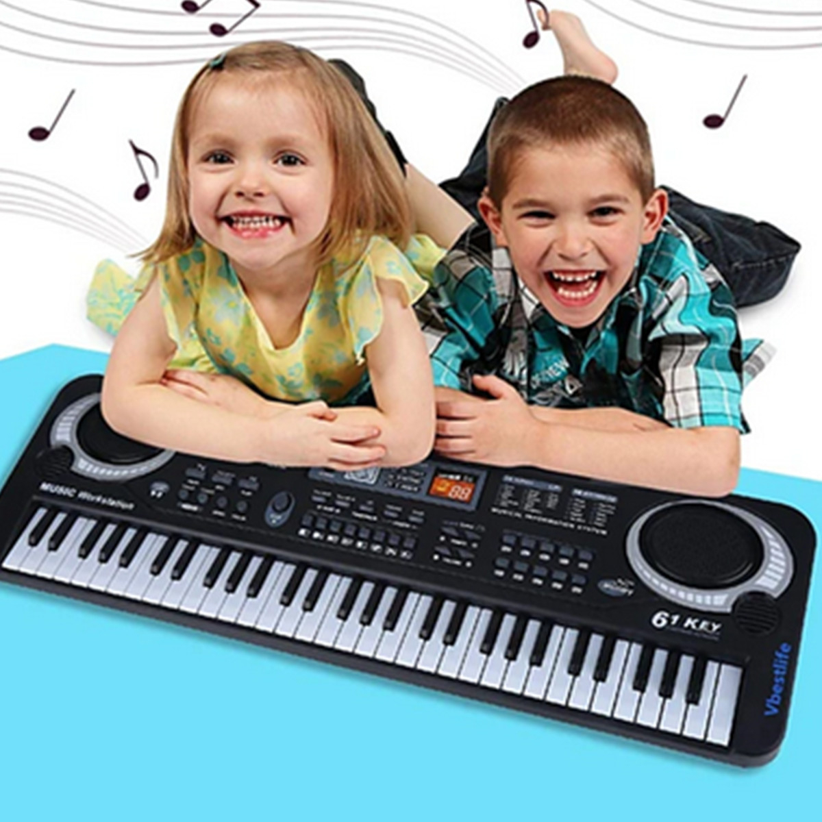 Đàn Organ Đàn Piano Điện Tử Đồ Chơi Cho Bé 61 Phím Sạc Điện Có Mic, Dây Sạc USB