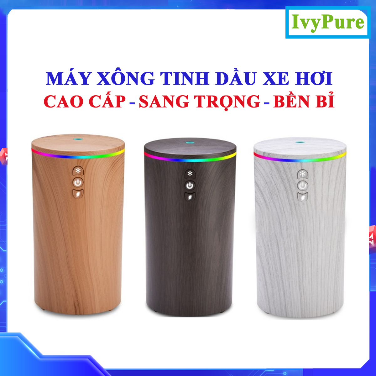 Máy Khuếch Tán Tinh Dầu Xe Hơi Cao Cấp và Chuyên Dụng, Máy Xông Tinh Dầu Dùng Điện USB Trên Xe ô tô, Đèn LED Cực Đẹp, Không Dùng Lõi Bông