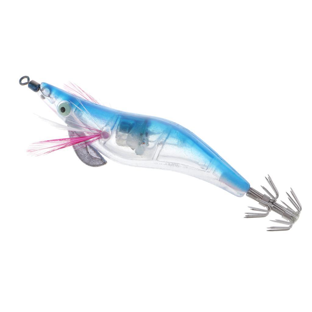 Glow In Dark Squid Jigs Hooks Blue Shrimp Fishing Lures With Luminous Hook