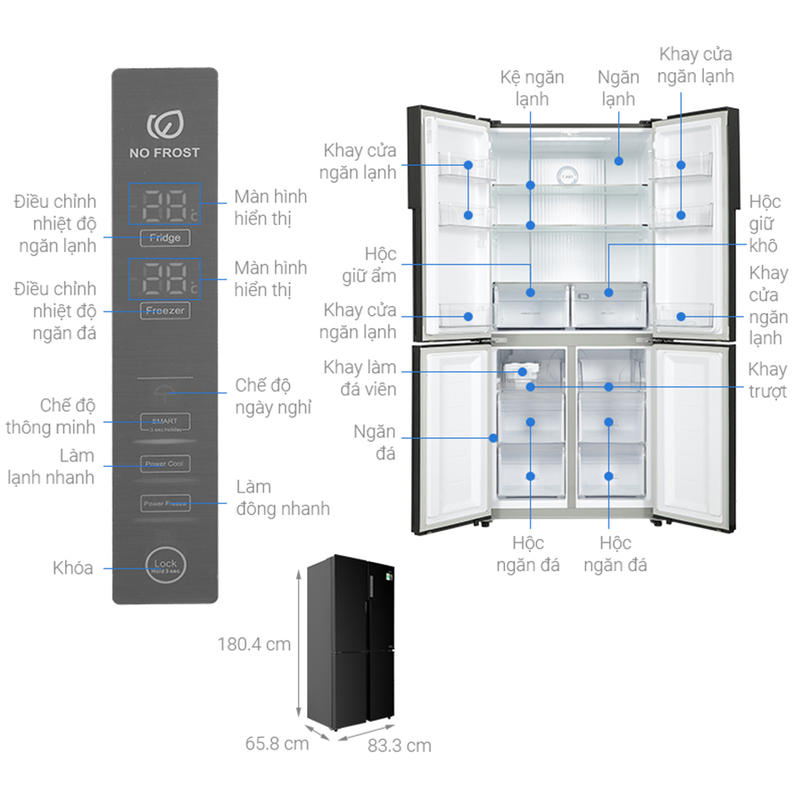 Tủ lạnh Aqua Inverter 456 lít AQR-M525XA(FB) - Chỉ giao HCM