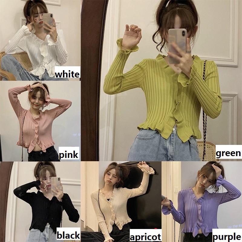 Áo Cardigan Dệt Kim Tay Dài Phối Nút Thiết Kế Cổ Chữ V Hợp Thời Trang