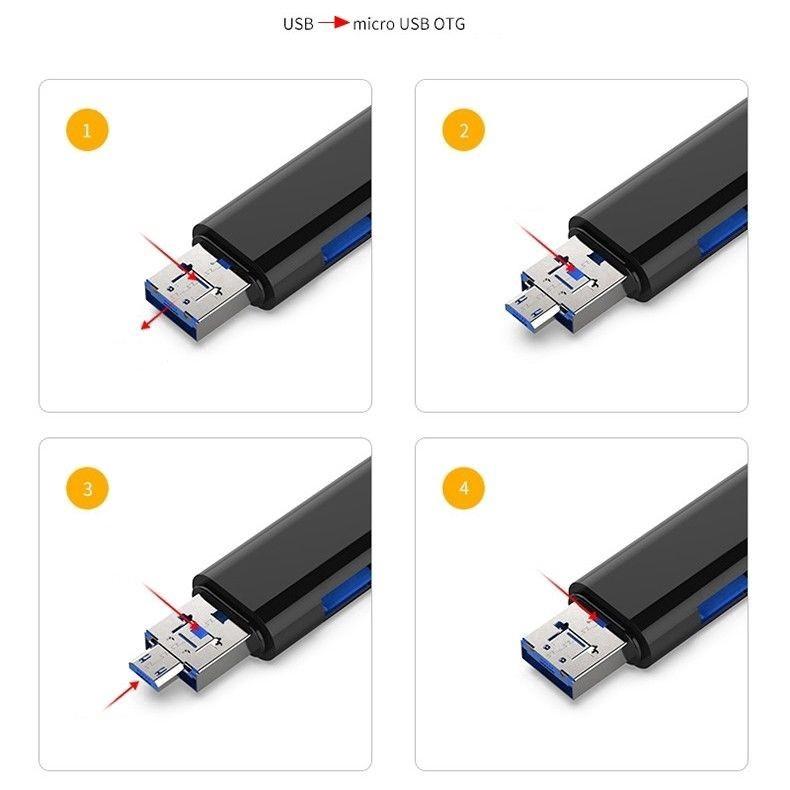 Đầu đọc thẻ nhớ SD đa năng từ Micro USB OTG sang USB 2.0 cho điện thoại Android và máy tính bảng