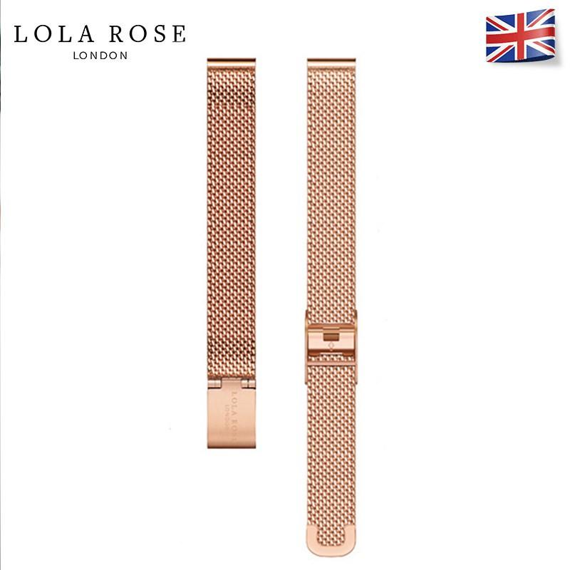 Dây đồng hồ kim loại 10mm Lola Rose dạng thép lưới vàng siêu bền chốt cài chắc chắn
