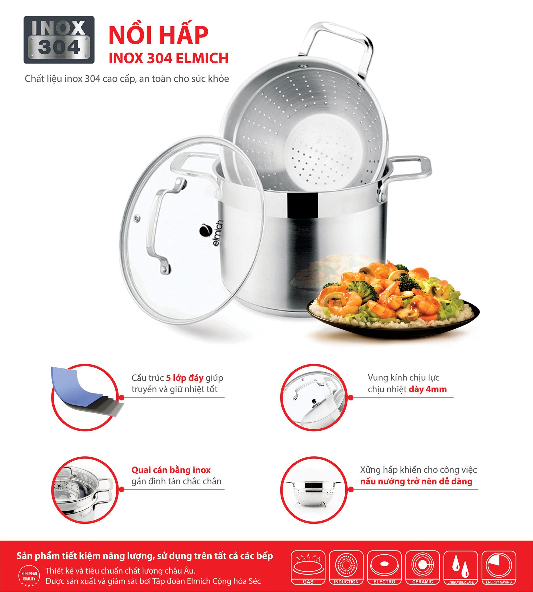 Nồi Hấp Inox 304 Elmich EL3361 2353361