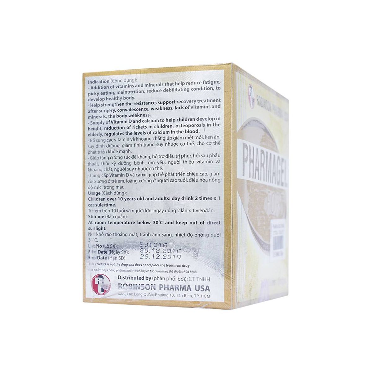 TPCN- Robinson Pharma USA- Pharmagel fort-Viên uống bổ sung đa vitamin, khoáng chất, bồi bổ cơ thể, tăng cười sức đề kháng, dinh dưỡng