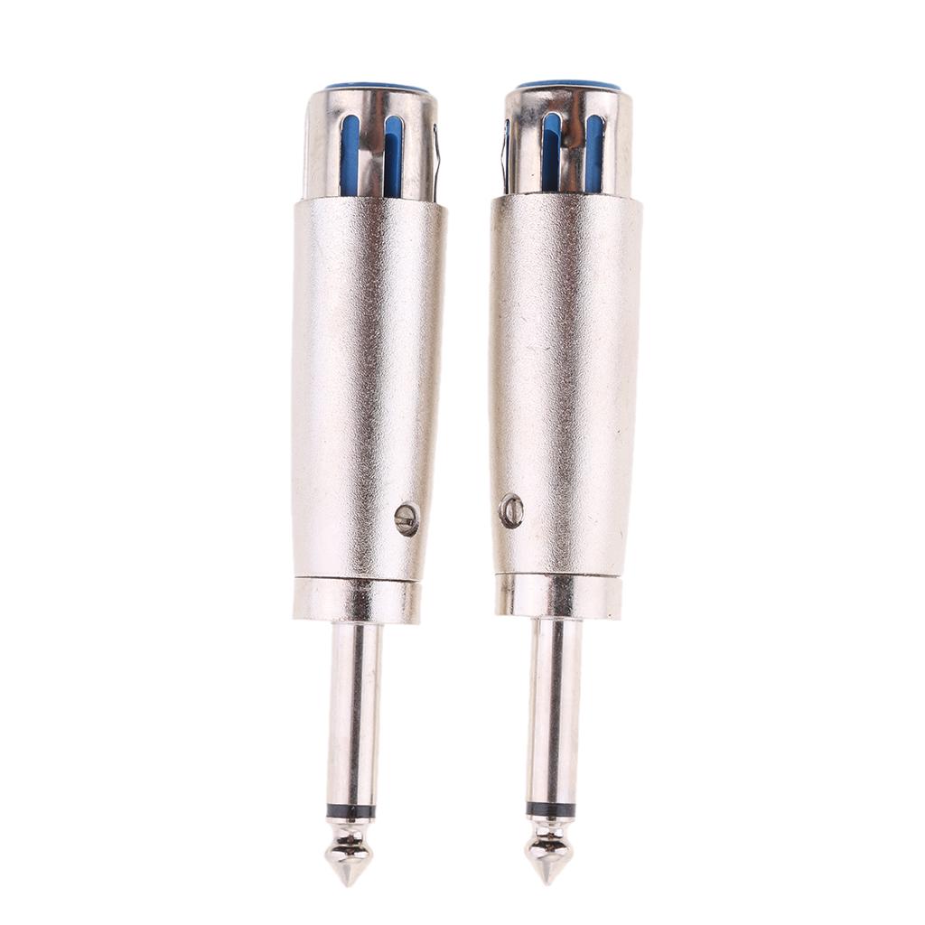 2 Pack XLR 3-Pin Female to 1/4" 6.35mm Mono Male Jack Audio Mic Adapter