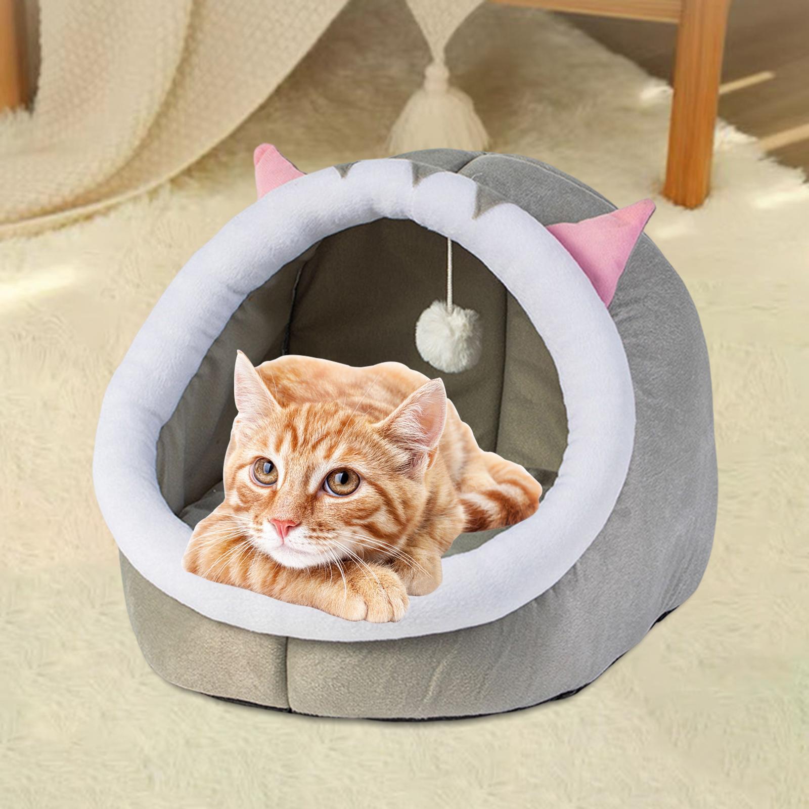 Pet Cat Bed with Ball Toy Sleeping Bed Nest Small Dog House for Indoor Outdoor Pet Accessories