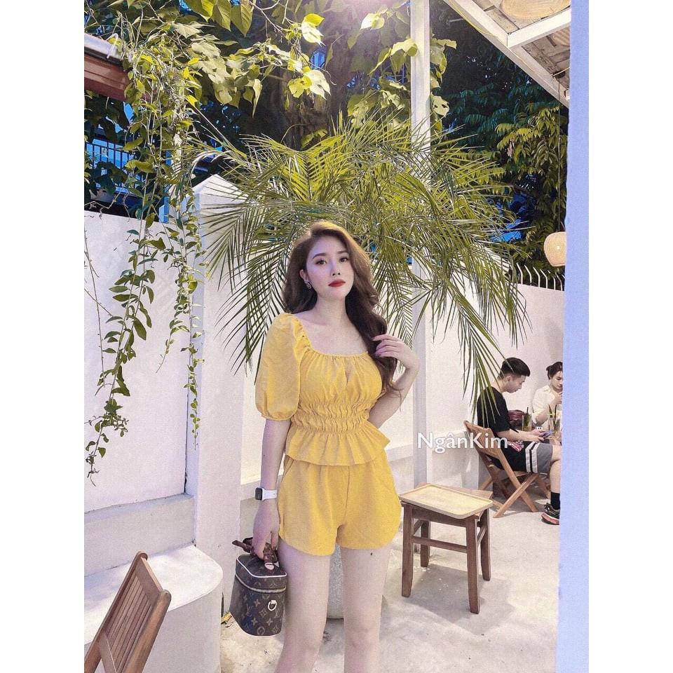 Set bộ đồ nhún eo kèm quần siêu hot