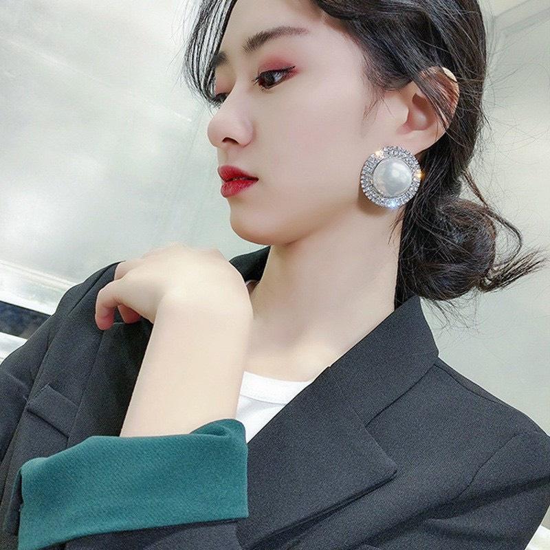 Bông tai thời trang đính cườm hình tròn BTBG 222