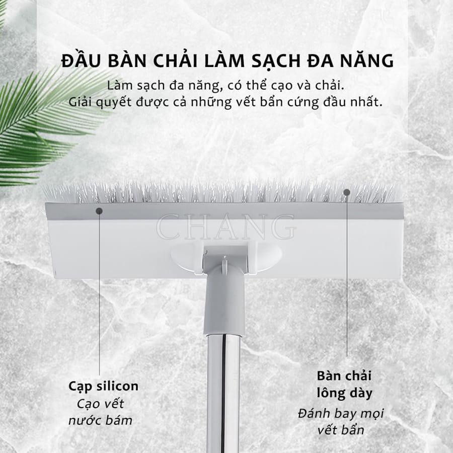 Chổi Cọ Nhà Tắm GLAMO Cán Dài Đa Năng - Cây Cọ Sàn Nhà Tắm, Gạt Kính 2 In1 Siêu Sạch