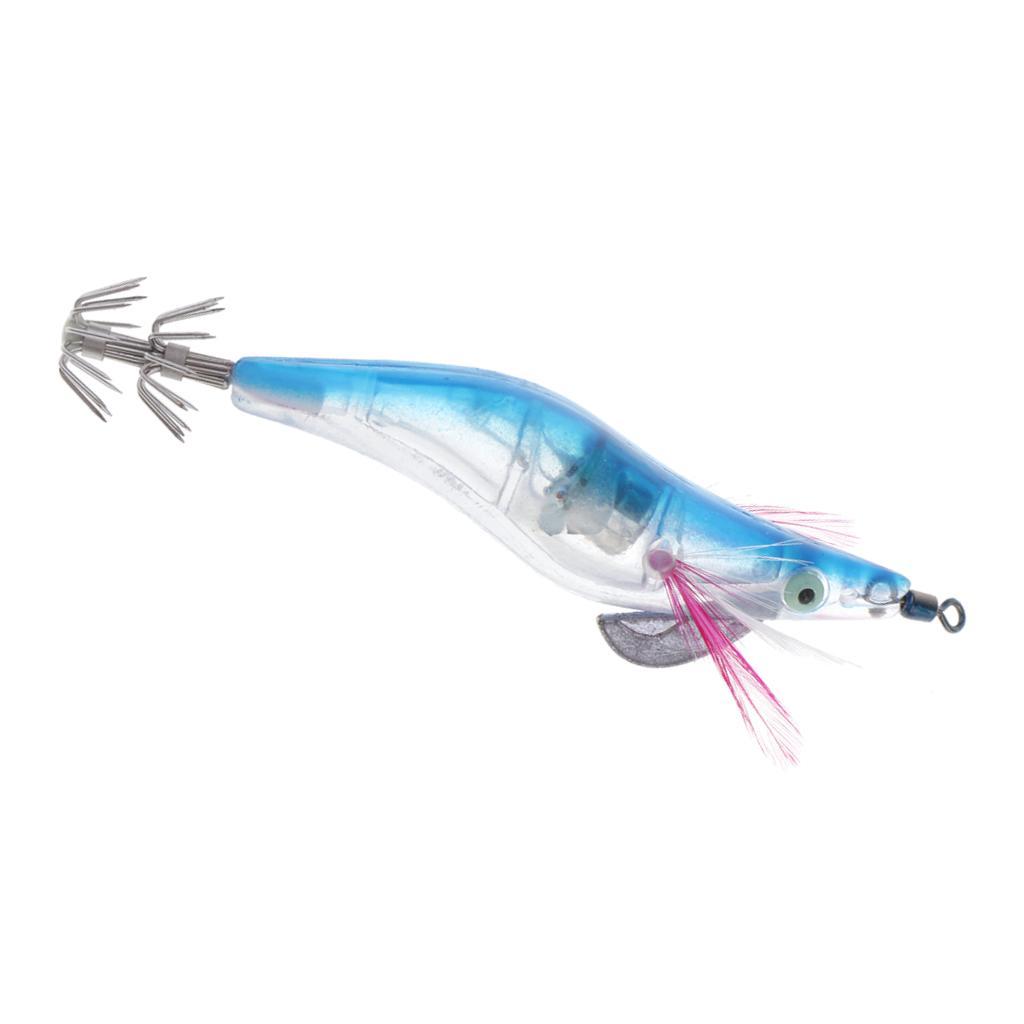 Glow In Dark Squid Jigs Hooks Blue Shrimp Fishing Lures With Luminous Hook