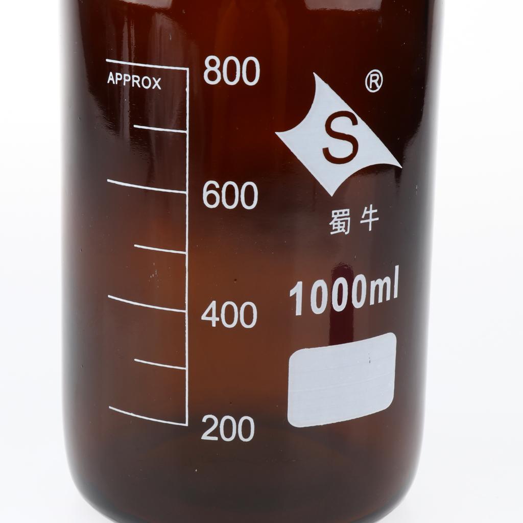 3 Pcs Graduated Round Glass Reagent Bottle With Scale Line Screw 1000mL