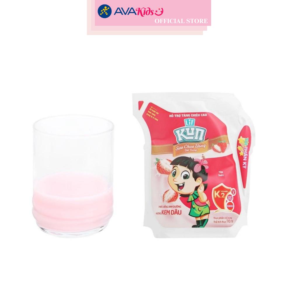 Sữa chua uống tiệt trùng LiF Kun vị kem dâu 110 ml (từ 2 tuổi)