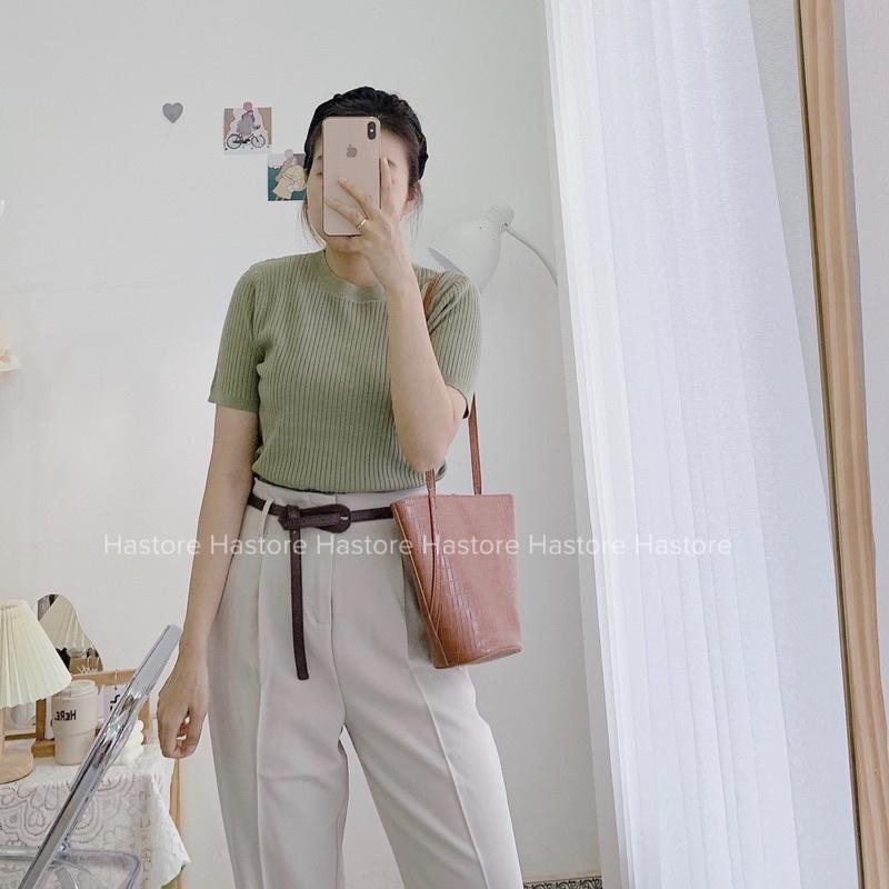 Áo len đũa cộc tay basic