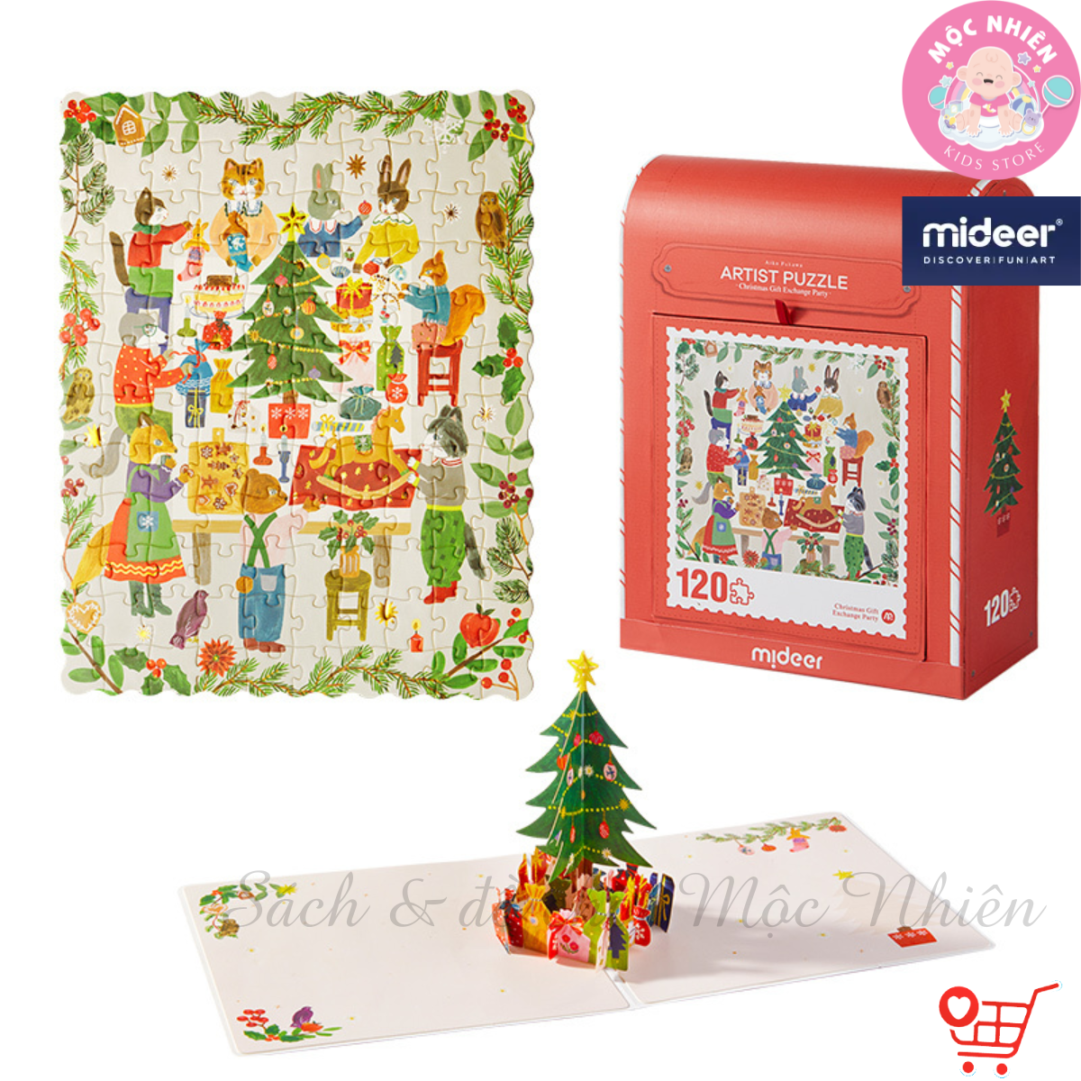 Đồ Chơi Xếp Hình Puzzle Chủ Đề Noel 2024 - Mideer Christmas Gift Box Puzzle - Đồ Chơi Giáng Sinh Cho Bé