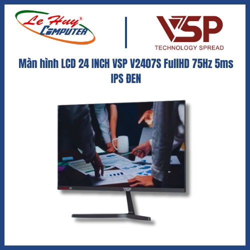 Màn hình LCD 24 INCH VSP V2407S FullHD 75Hz 5ms IPS (Đen/Trắng) Hàng Chính Hãng