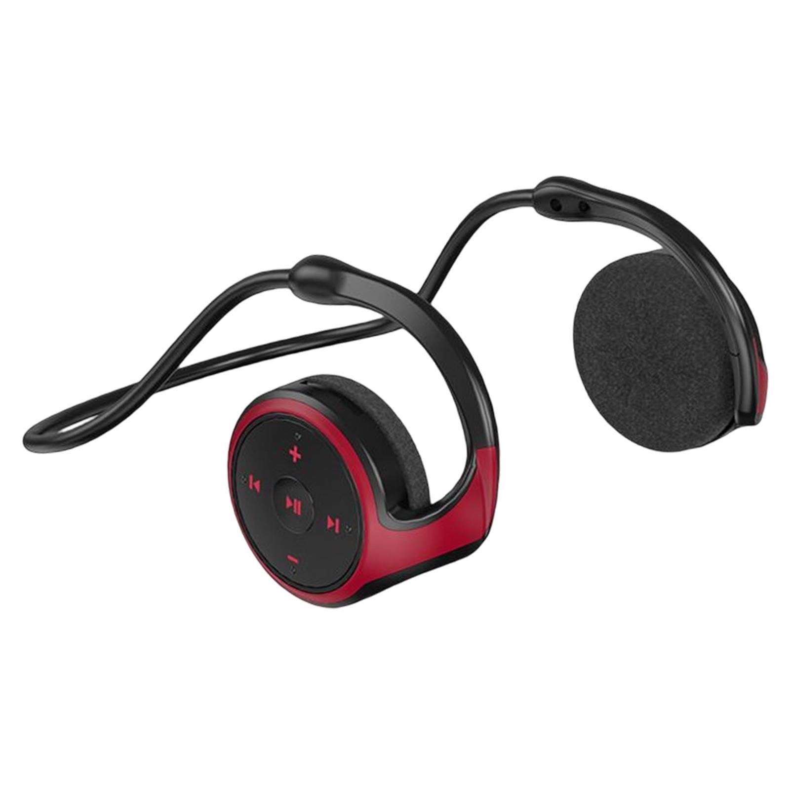 Over Ear Hook Neckband headphones FM Radio HiFi Red