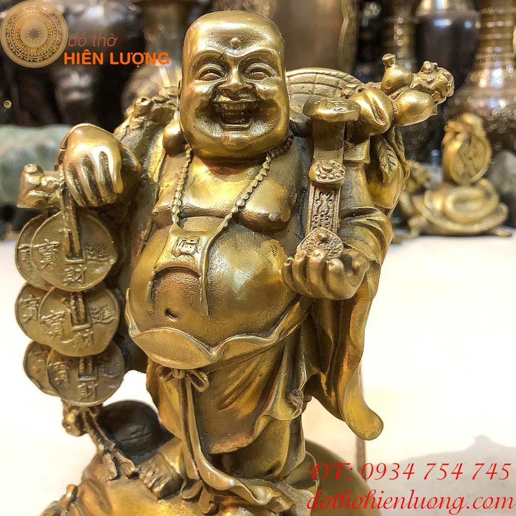 Di Lặc Vác Gậy Như Ý-Xâu Tiền Bằng Đồng