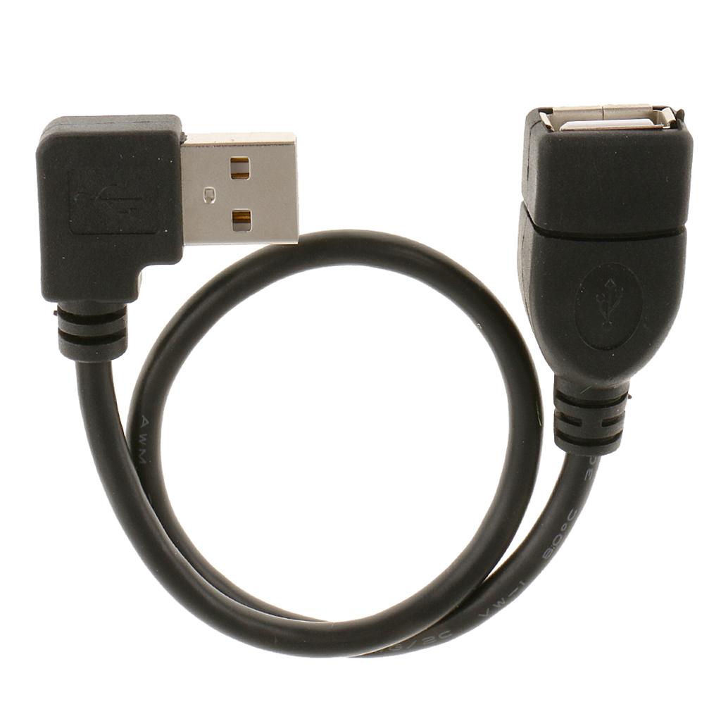 USB 2.0 Right Angle Male to Female Extension Adapter Converter Cable Cord Plug Socket