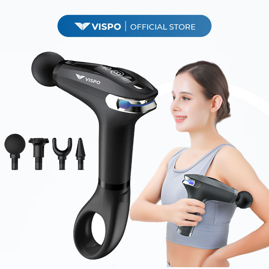 Máy Massage Cầm Tay Vispo Vp - S23 - 8 Cấp Độ Massage Với Tay Cầm Cán Dài, Phù Hợp Cho Người Tập Gym, Giãn Cơ Hiệu Quả - Máy Massage Toàn Thân - Màu Đen