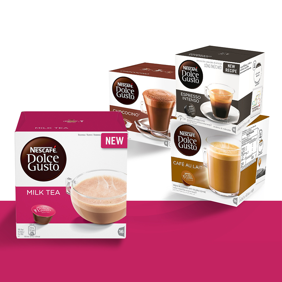 Combo 3 Hộp Espresso, Cappuccino, Aulait Nescafe Dolce Gusto (48 viên) - Tặng 1 Hộp Milk Tea Nescafe Dolce Gusto (16 Viên)