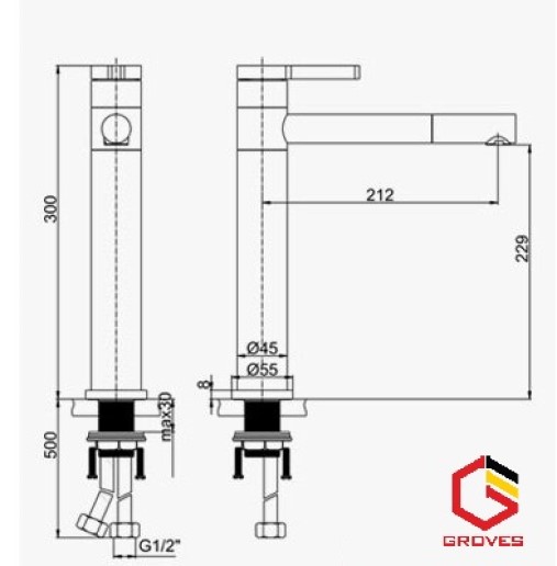 Vòi rửa mặt đa năng thân cao GR7011C