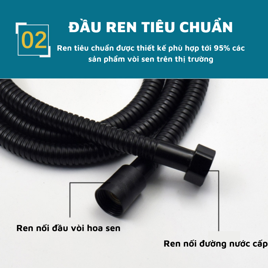 Dây vòi sen Tắm màu Đen tiện dụng với mọi nhà - Huy Tưởng