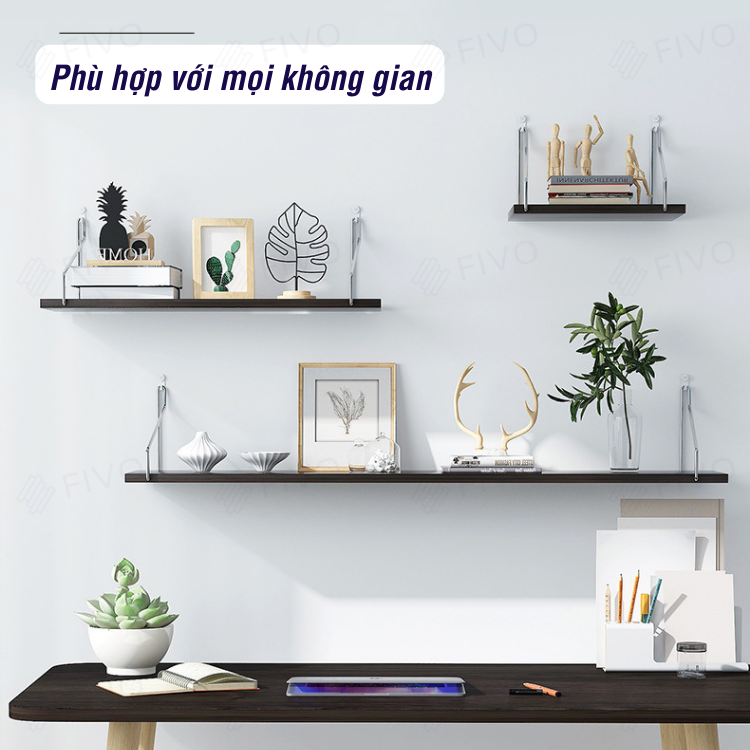 Kệ Trang Trí Treo Tường  Gỗ FIVO Mã FB40 Không Cần Khoan Tặng Kèm Đinh 4 Chân Chịu Lực Lên Đến 10KG Với Móc Treo Inox Dễ Dàng Gắn Lên Tường